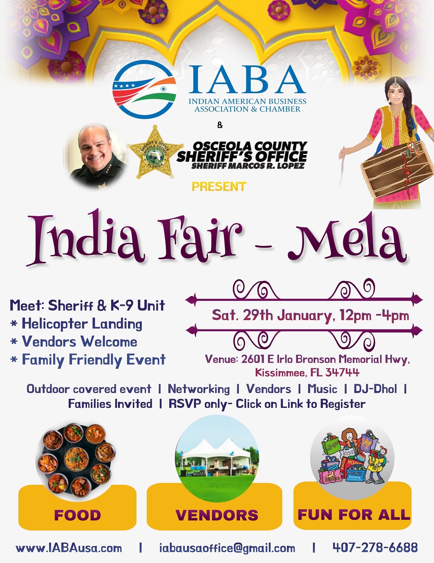 IABA Event: India Fair (Mela) with OCSO Marcos Lopez Jan 29th- 2022