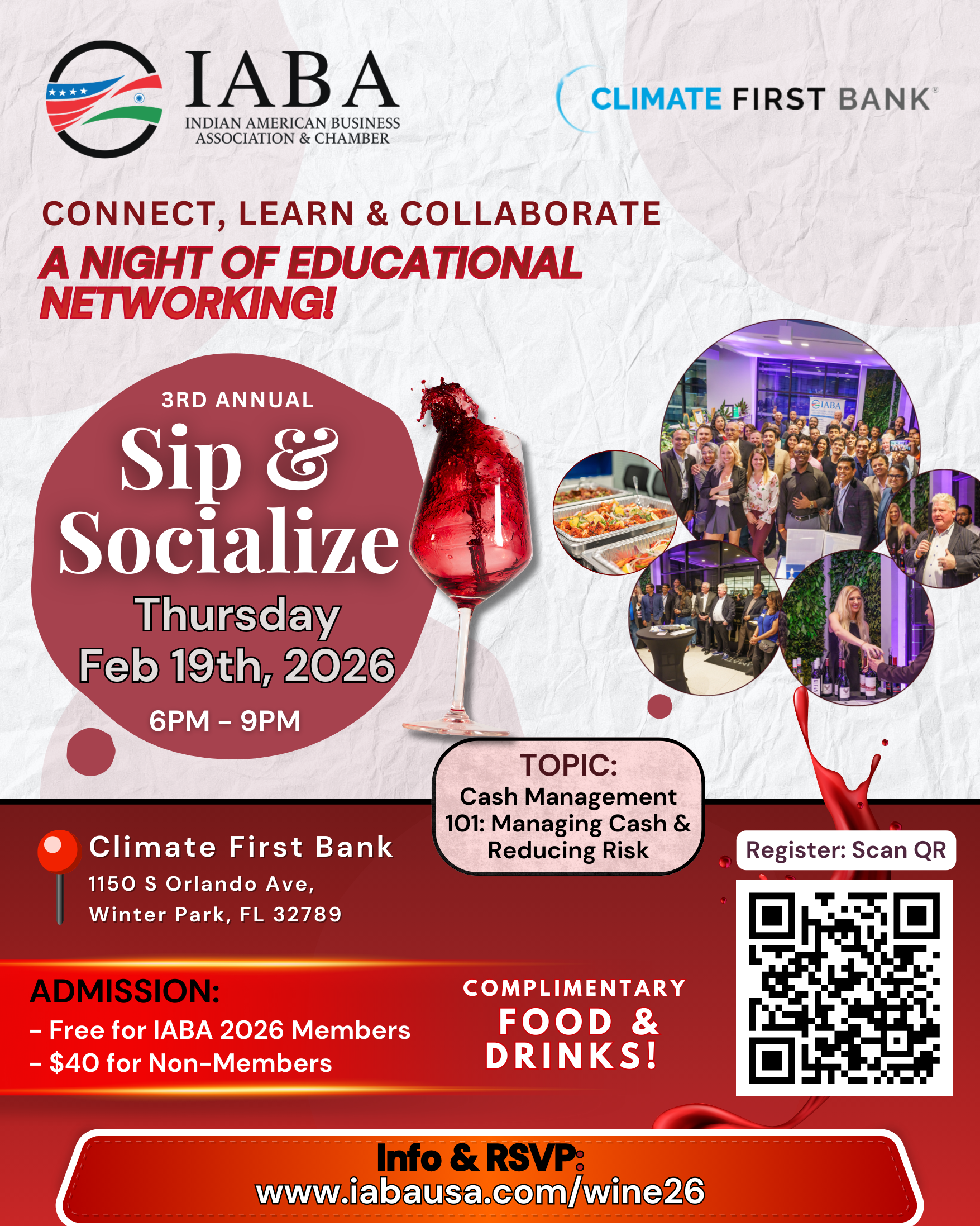 Sip & Socialize: An Evening of Education & Business Networking | Thurs, 19th Feb
