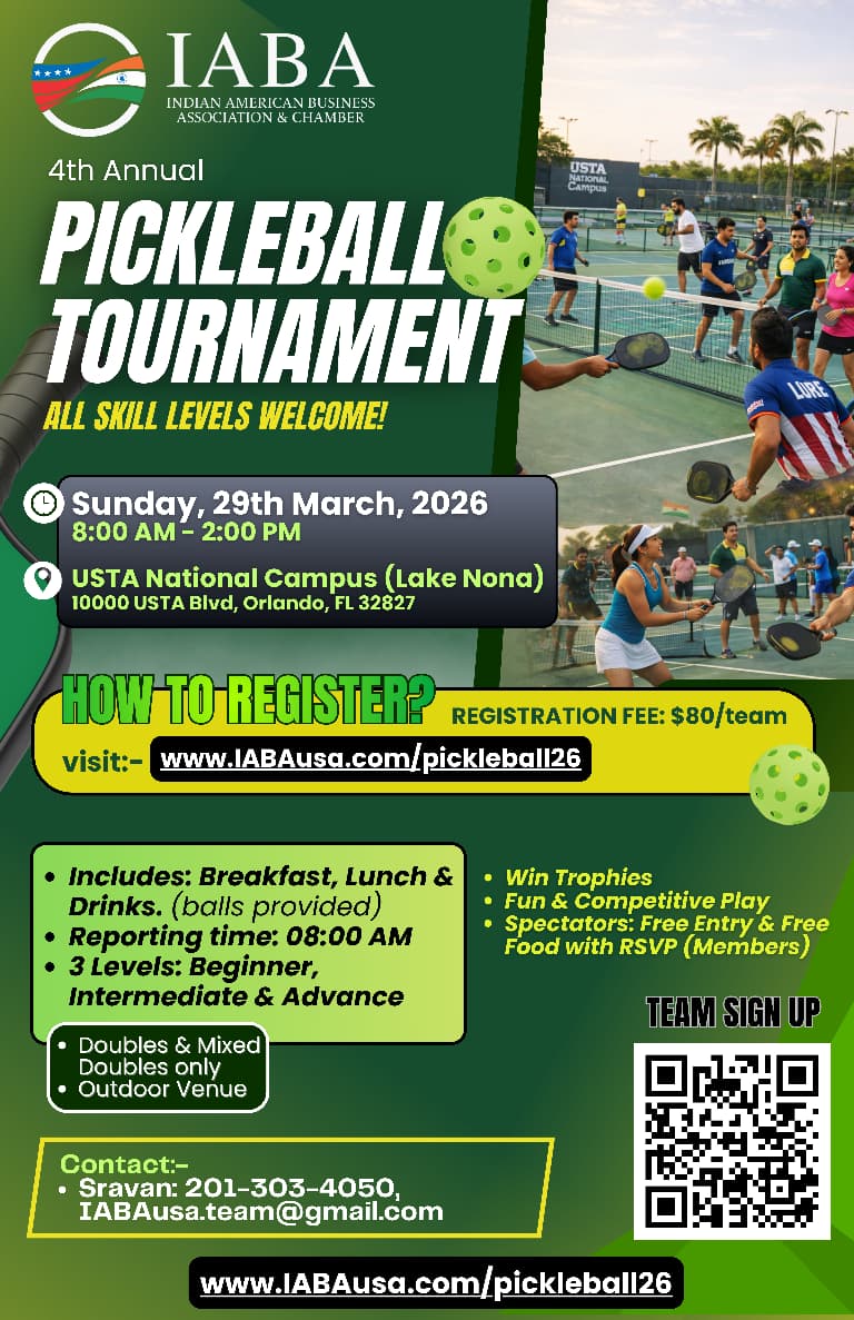 4th Annual IABA Pickleball Tournament – Sun, March 29, 2026