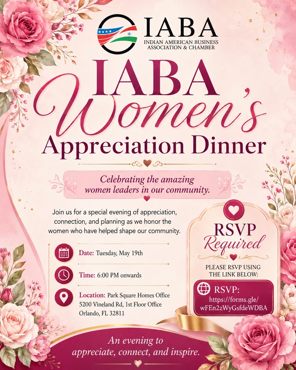 IABA Women’s Appreciation Dinner- Tue, 19th May, 2026 | ?Park Square Homes, Orlando