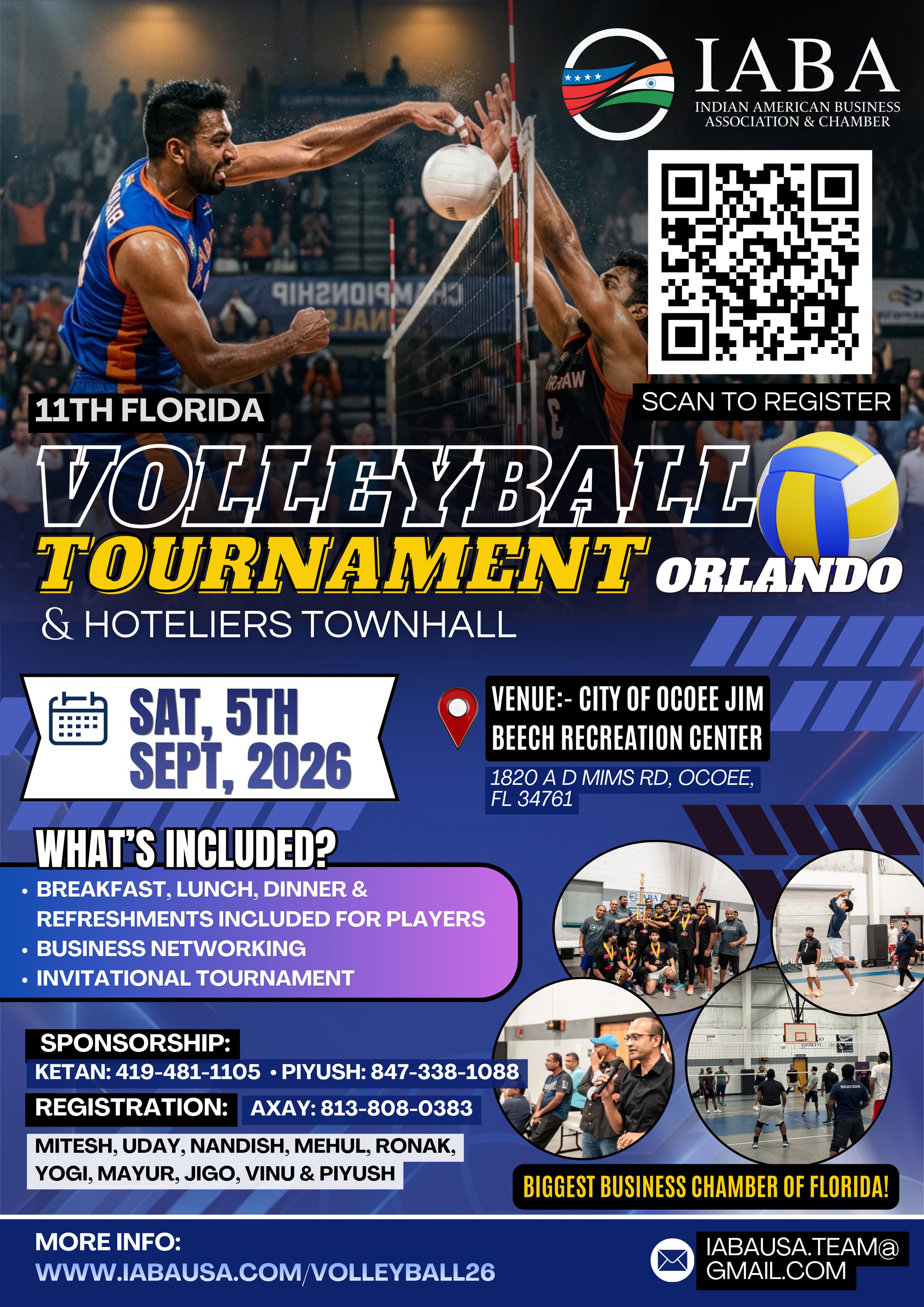 11TH FLORIDA VOLLEYBALL TOURNAMENT ORLANDO & HOTELIERS TOWNHALL - Sat, 12th Sept, 2026 ?Orlando, FL