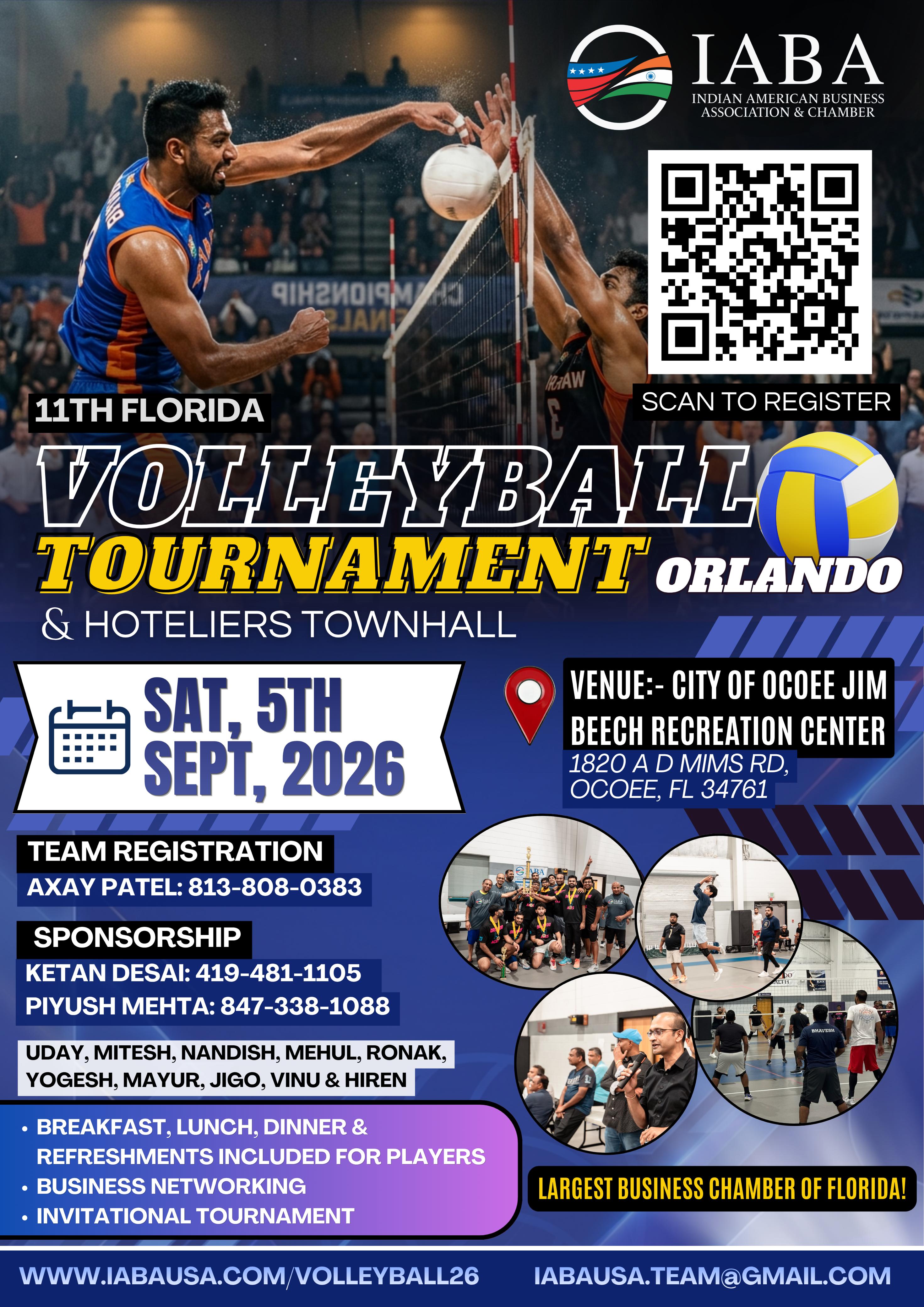 11TH FLORIDA VOLLEYBALL TOURNAMENT ORLANDO & HOTELIERS TOWNHALL - Sat, 12th Sept, 2026 ?Orlando, FL